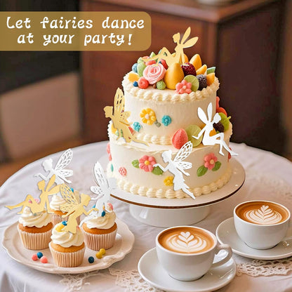 20pcs Gold Mirror Acrylic Happy Birthday Cupcake Toppers Round Engraved Cake Picks Happy Birthday Cake Toppers for DIY Birthday Gift Flower Bouquet Pastries Desserts Decor