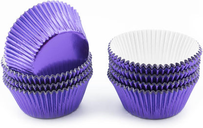 Gifbera White Metallic Foil Cupcake Liners Standard Size Baking Cups, 200-Count