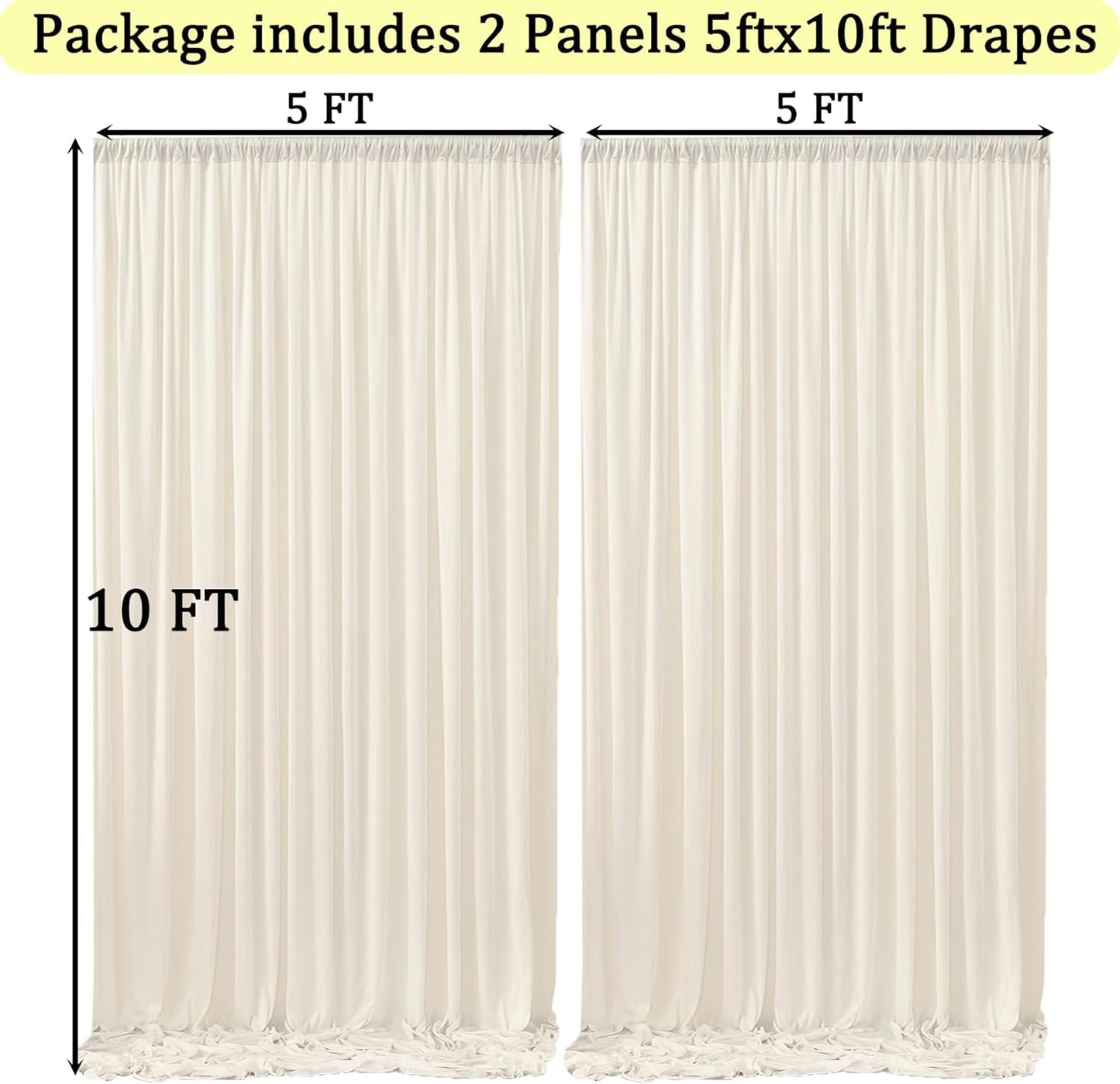 10ftx10ft Black Backdrop Curtains for Weddings Parties, Wrinkle Free 2 Panels Silky Polyester Photo Backdrop Drapes Back Drop Cloth Drapery for Birthday Mother'sDay Photography Background