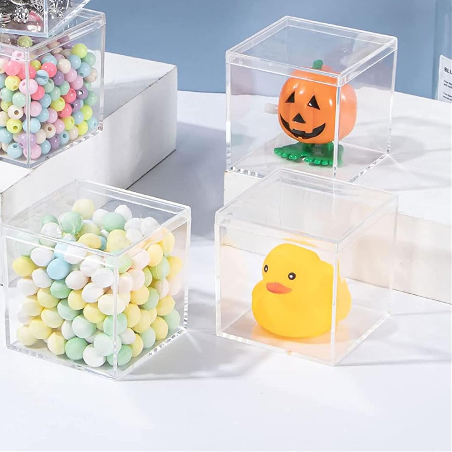 KissYou Acrylic Box Clear Boxes with Lid 12 Packs Small Candy Box Display Square Cube Wedding Graduation Party Decorations Jewlry Gift Box