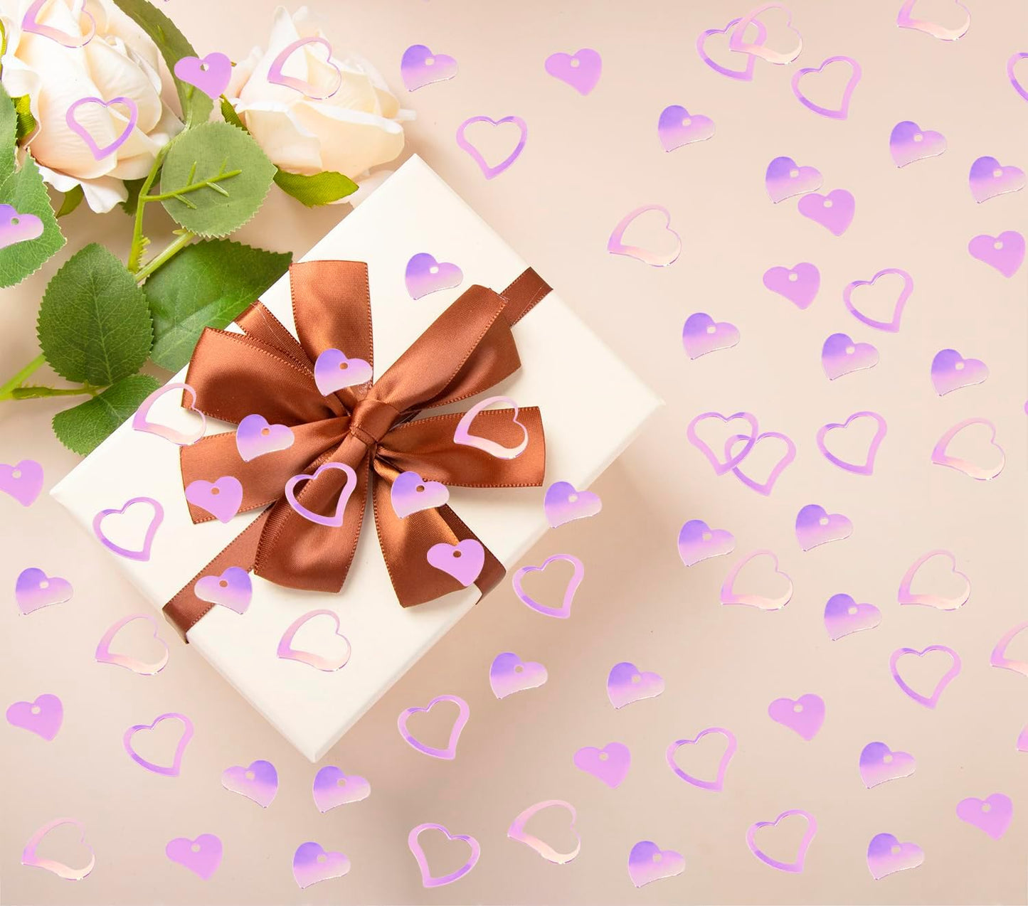 ONLYKXY 1200Pcs Love Heart Shaped Confetti, Table Wedding Decoration, Glitter Confetti for Wedding Party (Silver)