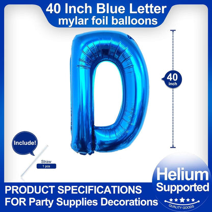 40 Inch Blue Letter A Balloons, DIY Phrase Foil Alphabet Letter A Balloons DIY Word A Banner for Birthday Anniversary Celebration Graduation Party Supplies Decoration