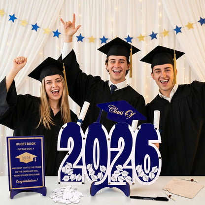 2026 Graduation Guest Book Alternative, Black Happy Graduation Party Decorations, Class of 2026 Congrats Graduates Signature Guestbook Gifts for College High School Students Friends Men Women