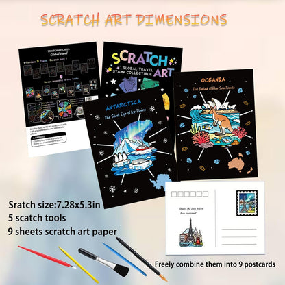 Scratch Art Bookmarks Kit, 24 Sheet Paper with Scratching Tools for DIY Party Favors, Christmas Stocking Stuffers