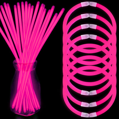 200 Pcs Red Glow Sticks Bracelet Necklaces Bulk Glow in The Dark Party Supplies 8” Light Up Stick with Connectors for Christmas Valentine's Day Easter 4th of July Party Favors Birthday Carnival