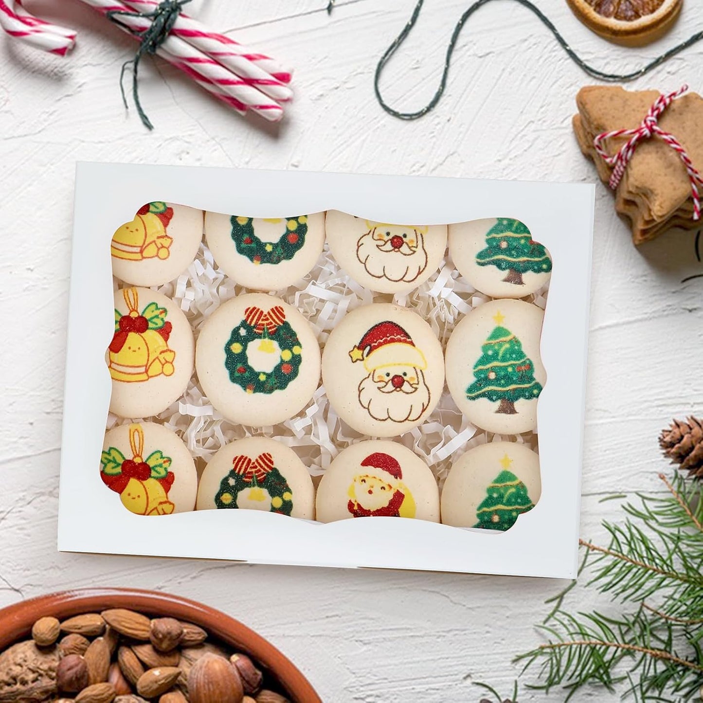 50pcs 8x5x2 Inch White Bakery Boxes Cookie Boxes with Window Treat Boxes Dessert Boxes for Cookie,Pastry,Macaron,Donut,Muffins,Chocolate,Cupcake and Candy Gift Giving