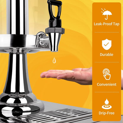 Beverage Dispenser With Stand, Drink Dispenser for Party, Stainless Steel Water Jar Dispenser with Ice Container, Spigot, Drink Jar Jug For Home Parties
