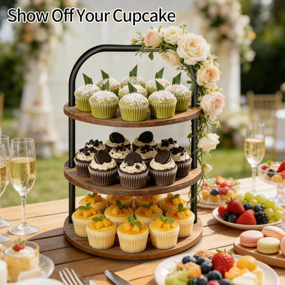 Cupcake Stand, Wooden Cupcake Stand for 100 Cupcakes 3 Tier Large Dessert Table Display Set Cupcake Tower Tiered Tray Stand Serving Tray for Party Supplies Vendor Display Farmhouse Decor