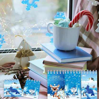 24 Pcs Winter Mini Notebook Winter Polar Animals Polar Bear Penguin Winter Party Favors Polar Animals Spiral Pocket Notebook Winter Holiday Birthday Party Goodie Bag Gift Stuffer