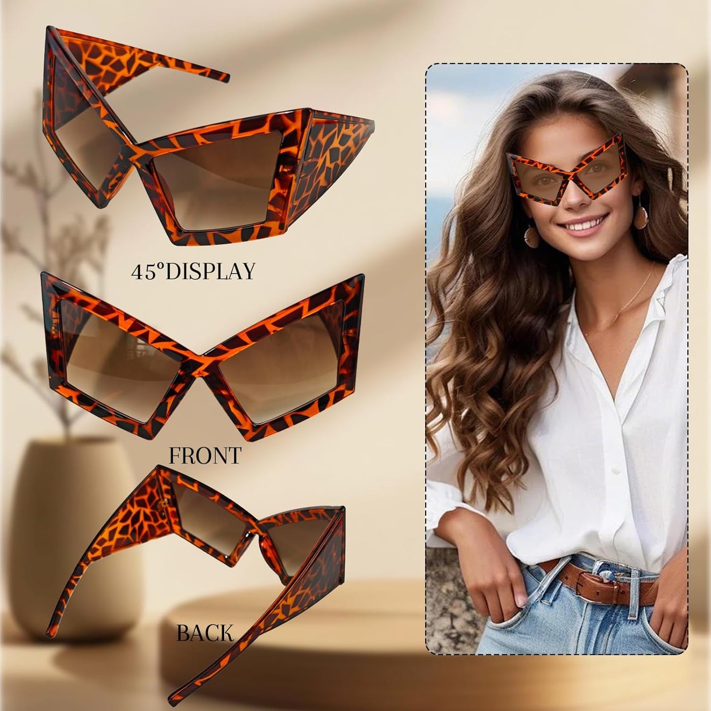 Funny Oversized Party Glasses Sunglasses Max Width 5.9", Hilarious Costume Accessories for Birthdays, Dance Parties