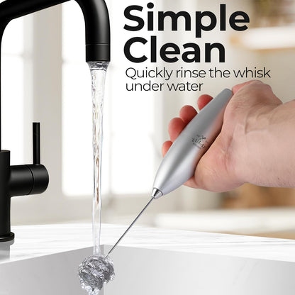 Zulay Kitchen Powerful Milk Frother Wand With Duracell Batteries - Ultra Fast Handheld Drink Mixer - Electric Whisk Foam Maker for Coffee, Lattes, Cappuccino & Matcha - Z1 Motor - Black - Colors C