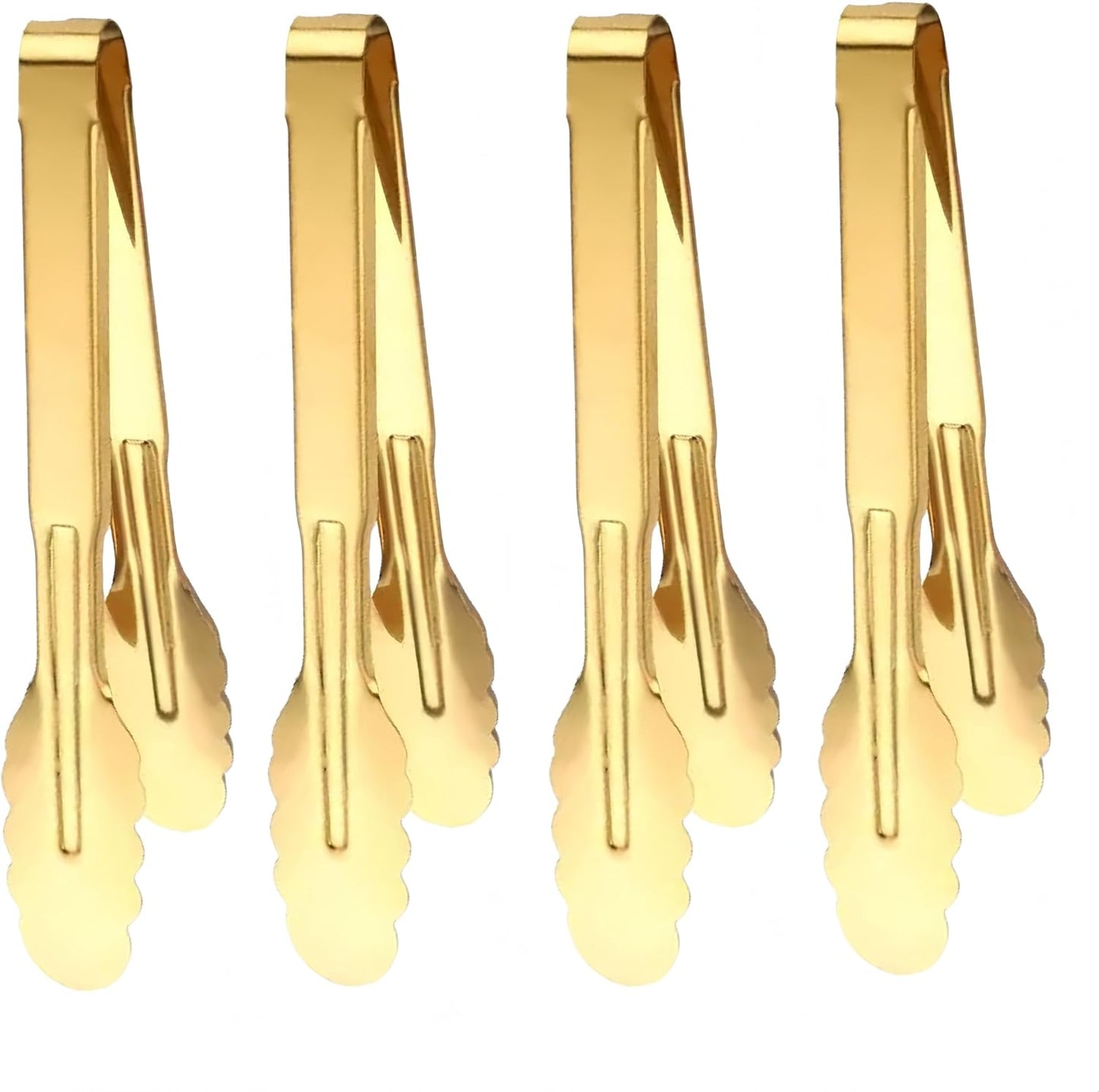 9 Inch Gold Buffet Tongs Set of 4, Stainless Steel Food Serving Utensils Tong for Cooking, Salad, Barbecue, Buffet, Toast