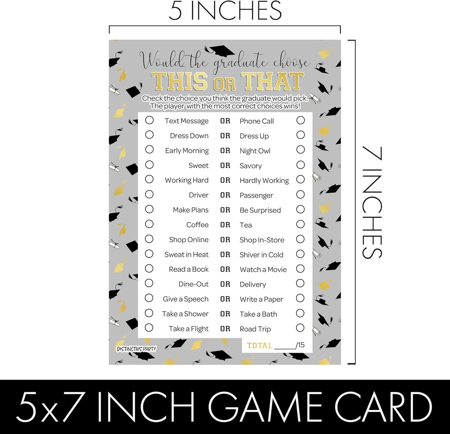 DISTINCTIVS Graduation Party Game - This or that Game for Teens and Adults, Class of 2026, 25 Guests