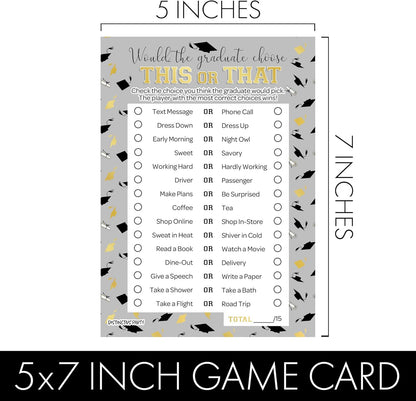 DISTINCTIVS Graduation Party Game - This or that Game for Teens and Adults, Class of 2026, 25 Guests