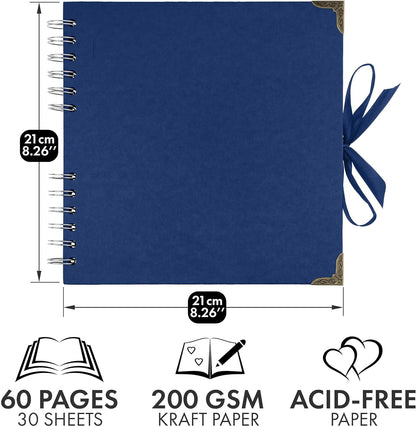 Bstorify Scrapbook Album 60 Pages (8 x 8 Inch) Brown Thick 200gsm Kraft Paper, Photo Album Scrapbook, Memory Book - Ideal for Your Scrapbooking Albums Art & Craft Projects