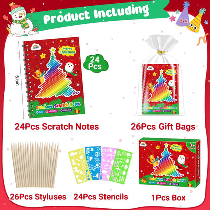ZMLM 24 Pack Scratch Art Party Favors: Birthday Party Favors for Kids 4-8, Bulk Rainbow Scratch Notebook Paper Pads, Goodie Bags Stuffers Girls Boys Classroom Gifts Crafts Toys