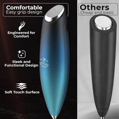 Zulay Kitchen Powerful Milk Frother Wand With Duracell Batteries - Ultra Fast Handheld Drink Mixer - Electric Whisk Foam Maker for Coffee, Lattes, Cappuccino & Matcha - Z1 Motor - Black - Colors B