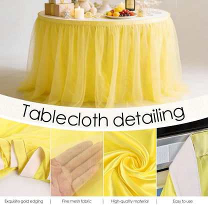 THARAHT Tulle Table Skirt 6FT 180CM Long for Rectangle Tables Round Tables Ruffle Desk Skirt for Princess Girls Birthday Party Cake Dessert Decorations Table Skirt