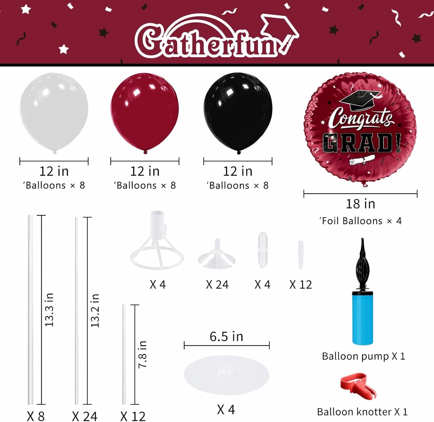 Graduation Decorations - 4 Set Balloon Stands, Class of 2026 Congrats Grad Table Centerpieces for Graduation Party Supplies(Gold& Black)