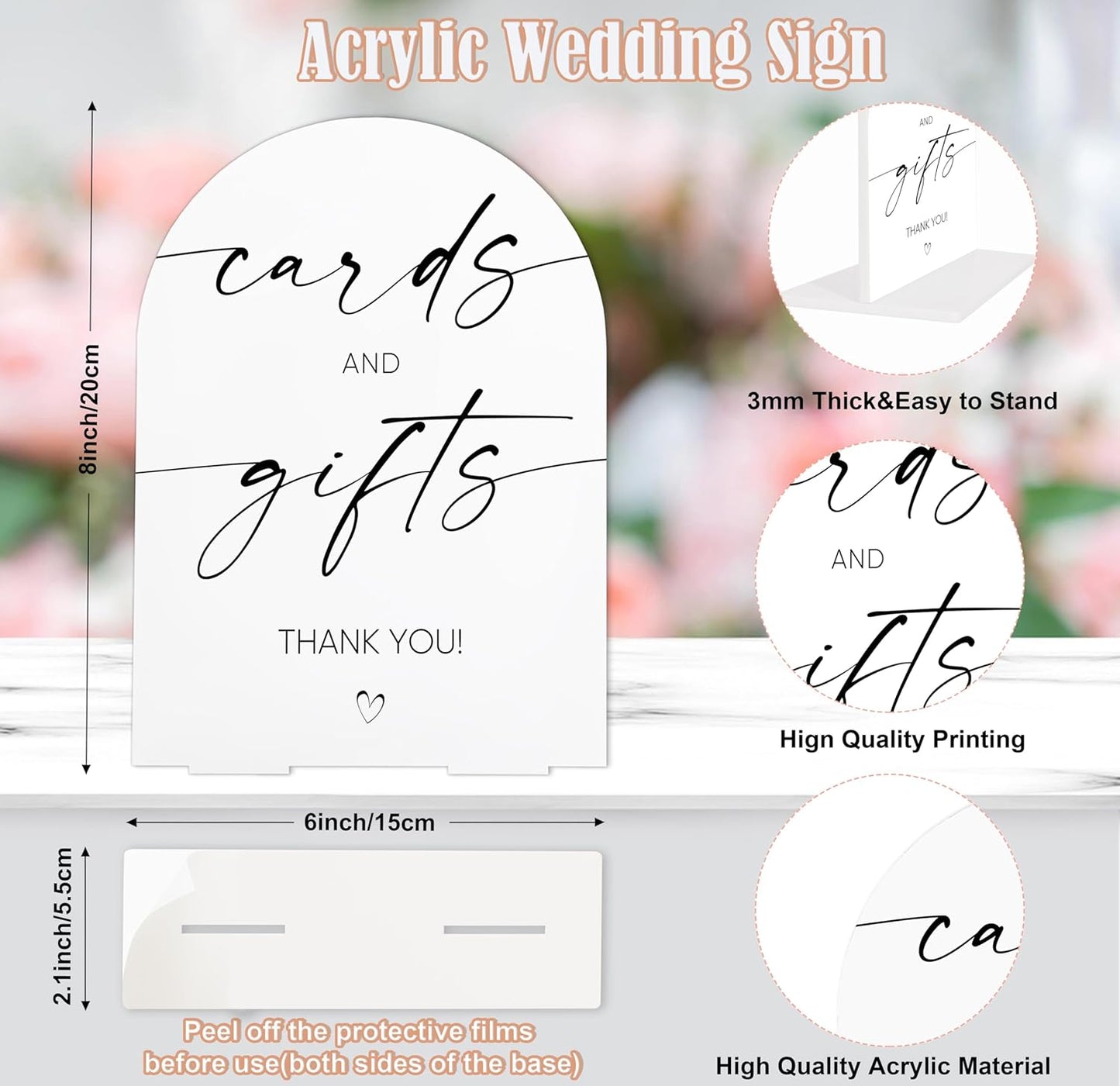 Sign Our Bible Wedding Sign, White Acrylic Wedding Guest Book Sign, Bridal Shower Decor, Elegant Arch Acrylic Table Top Signs for Reception Marriage Engagement Party Decorations