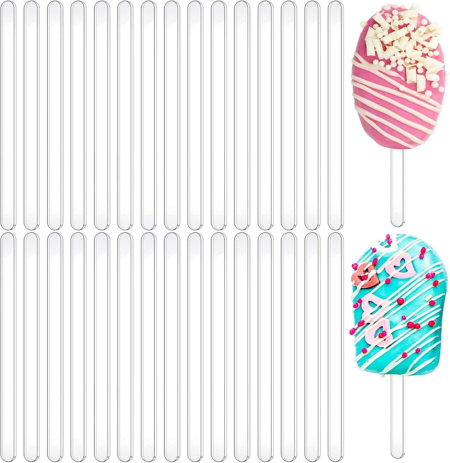 30 Pieces Acrylic Sticks Reusable Cakesicle Cake Pop Mold Mirror Ice Pop Sticks Ice Cream Cakesicle Mold for Home Cake Candy Gifts Party Craft