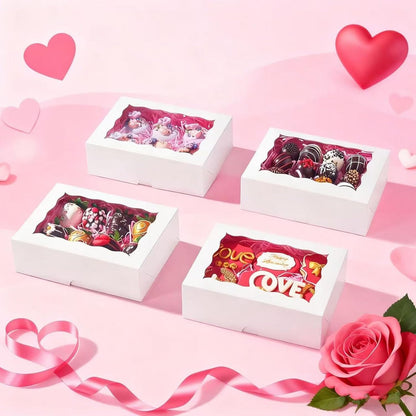 8PCS Brown Bakery Boxes with Window, 8x6x2.5 Inch Gift-Ready Pastry Box for Chocolate Strawberries, Macarons, Donuts, Truffles, Ores, Cookies, Donuts, Perfect for Different Holiday Celebrate