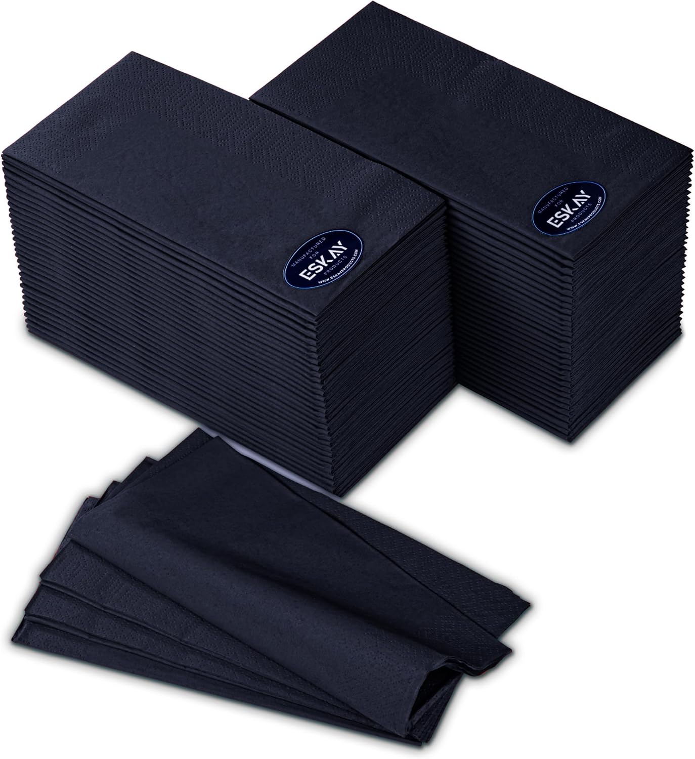 Black Beverage Napkins (300 Count) 2-Ply Disposable Cocktail Napkins for Bar, Weddings, Parties, Events, Premium Quality and EU Made
