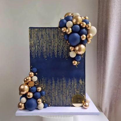 Blue White Gold Balls Cake Toppers Balls Birthday Cake Decorations for Birthday Boho Wedding Baby Shower Party Decoration (Blue White Gold)