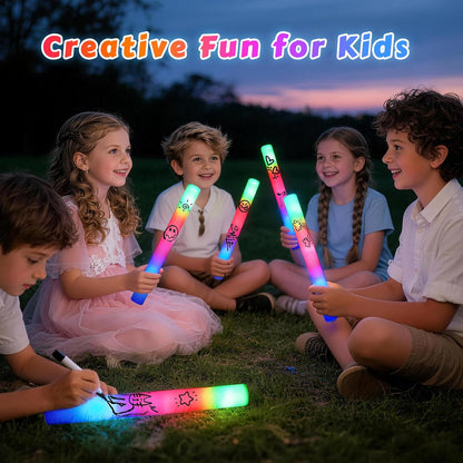 SHQDD 60PCS Foam Glow Sticks Bulk, Light up in the Dark Party Supplies with 3 Colorful Flashing Modes, Glow Party Pack for Wedding, Birthday, Concert, New Year, Halloween, Christmas,Carnival
