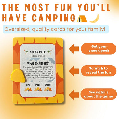 Scratch 'Ems Campfire Games | 42 Scratch Off Cards for Outdoor Summer Fun | Camping Card Games for Kids & Family | Screen-Free Entertainment, Perfect Camping Gifts for Kids & Family