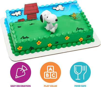 DecoSet® Peanuts® Snoopy® and Woodstock® Cake Topper, 3-Piece Cake Decoration | For Birthday, Parties, Celebration