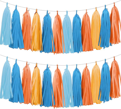 Tassel Garland Tissue Paper Tassel Banner,Tassels Party Decorations for Wedding,Birthday,Bridal/Baby Shower,Pack of 15 (Burgundy/Black/Silver)
