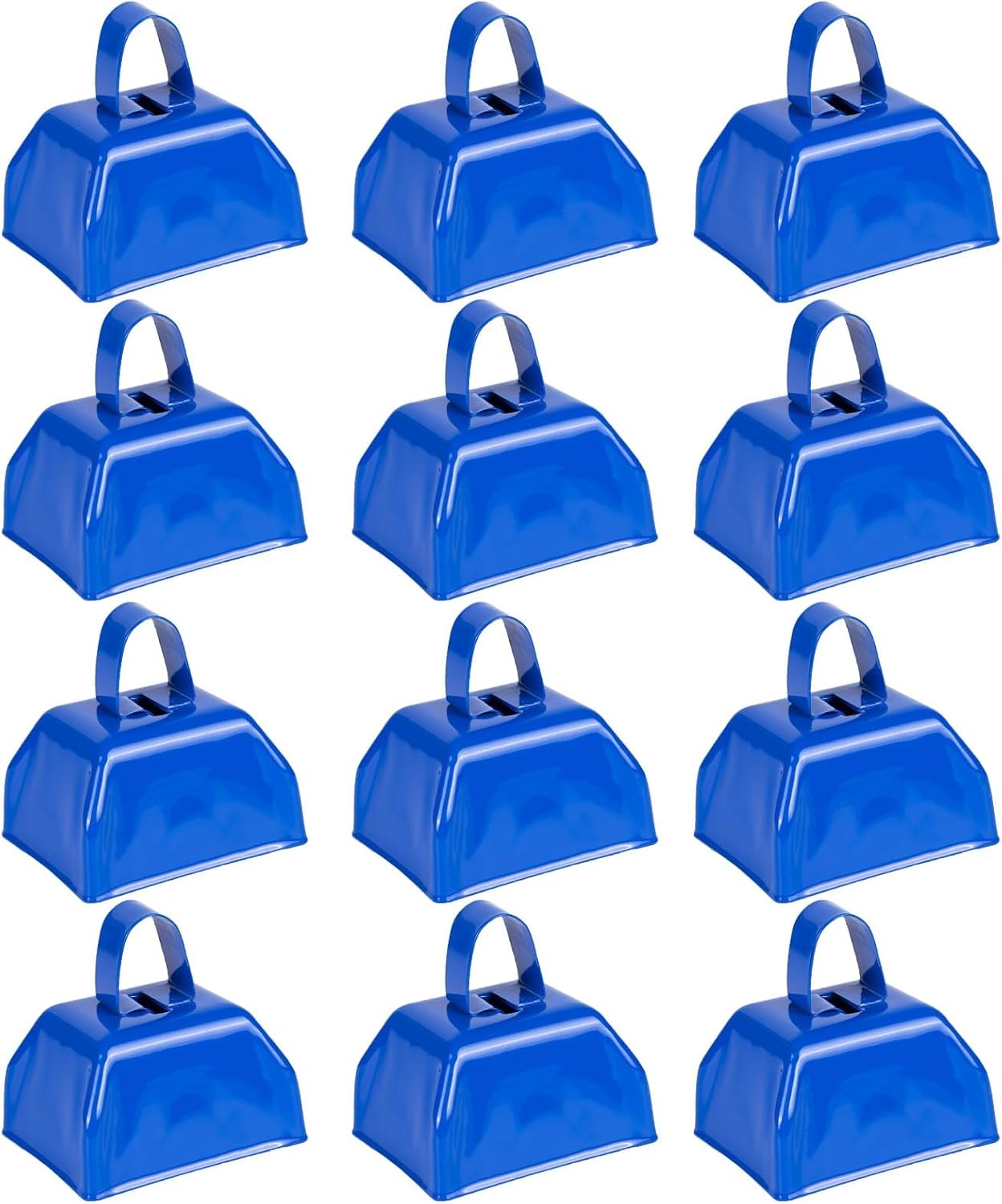 Cow Bells Noise Makers Red Cheering Bell for Sporting Events: 12 Pcs Metal Cowbells with Handle - Small Loud Bell Bulk Hand Percussion for Football Games Graduation Weddings-Red