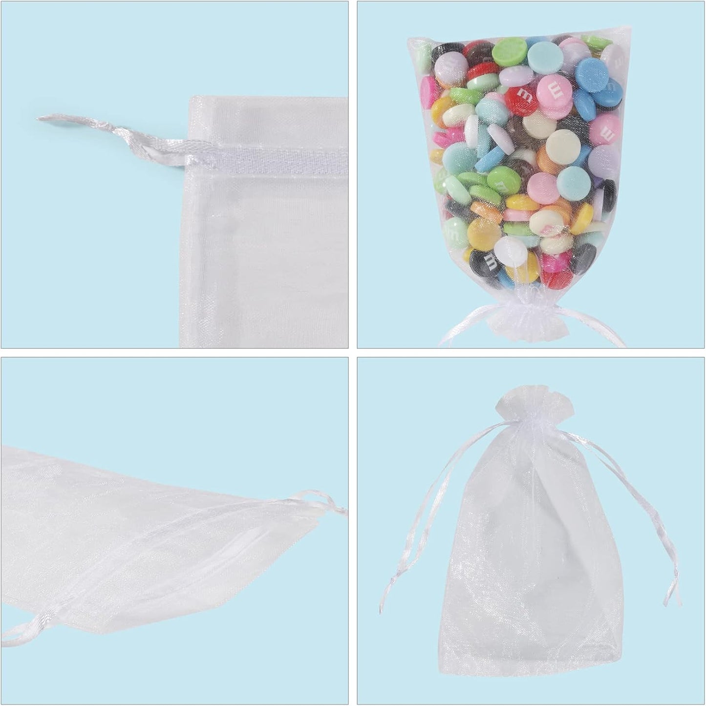 ANZNKU Pink Organza Bags 4 x 6 in 50PCS, Small Gift Bags for Goodie Candy Jewelry Soap Packaging, Cute Little Mesh Bag Drawstring Bulk for Wedding Birthday Party Favor Baby Shower & Easter Gifts Wrap