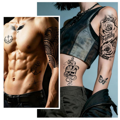 Glow in the Dark Tattoos 256+ PCS – Luminous Party Supplies Neon Body Paint UV Face Temporary Tattoos for Adults Teens, 32 Sheets Neon Accessories Carnival Raves Party Favors & Decorations