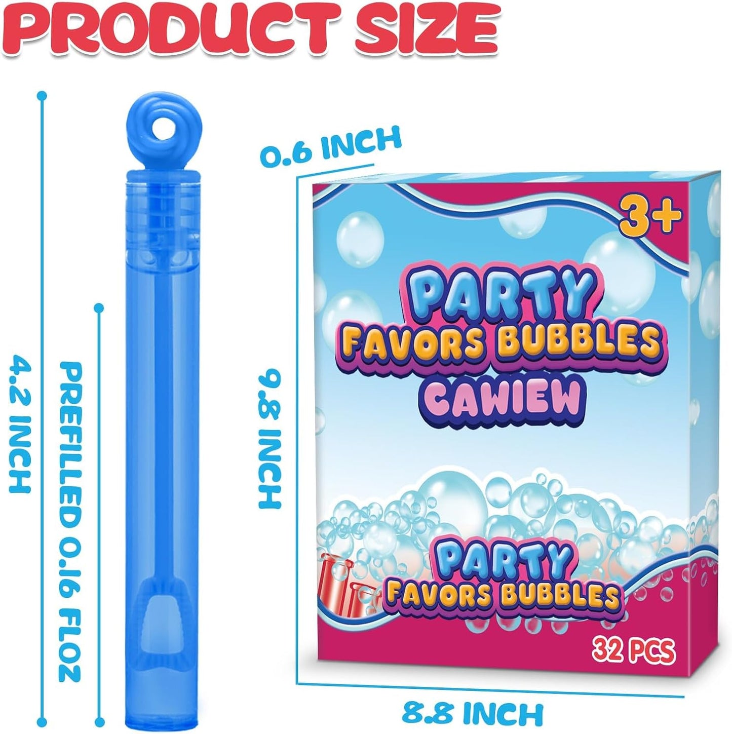 Goodie Bags Stuffers for Kids Party, 32 Pack Mini Neon Bubble Wands for Party Favors Supplies in Gift Box, Classroom School Reward, and Pinata Filler Toys, Birthday Decorations, Small Halloween Treats
