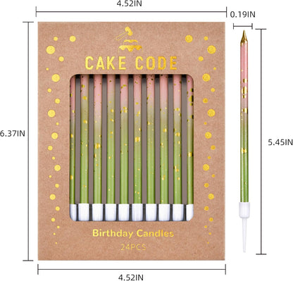 Pink Gold Long Thin Birthday Candles, Cake Candles, Birthday Parties, Wedding Decorations, Party Candles