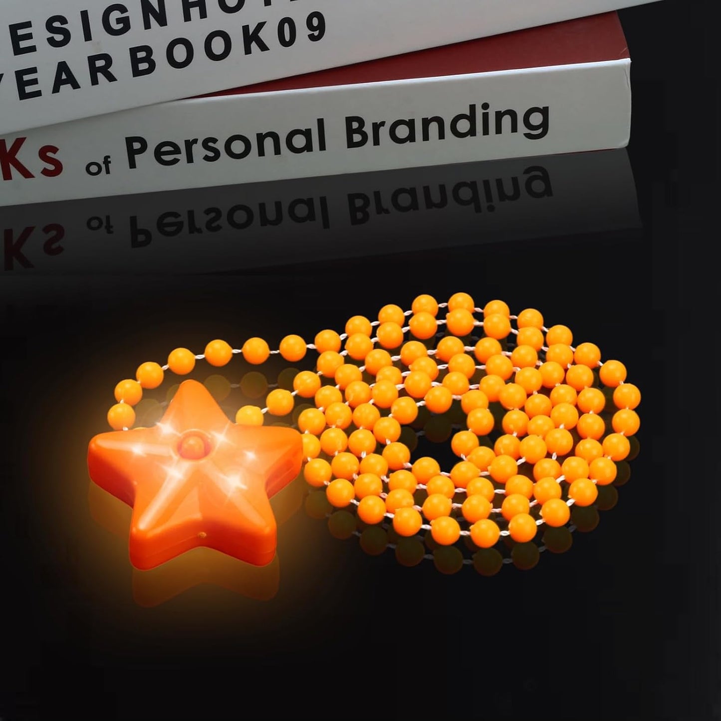 6 Pack Clear LED Glow Star Necklace Bulk Beaded Necklaces for Halloween Christmas Decorations Mardi Gras Party Favors