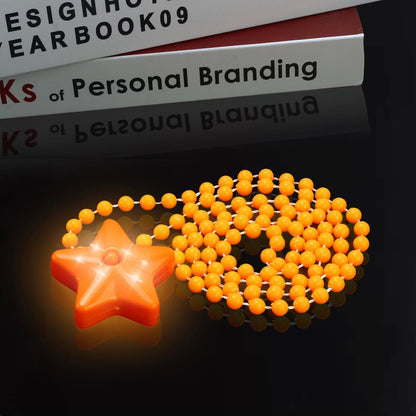 6 Pack Clear LED Glow Star Necklace Bulk Beaded Necklaces for Halloween Christmas Decorations Mardi Gras Party Favors