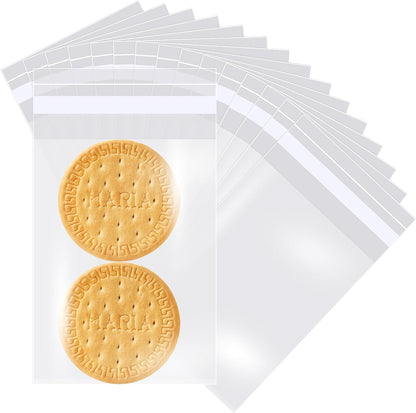 Prestee 200 Pack Clear Cellophane Bags for Favors - Transparent Goodie Bags for Birthday Party, 6x10 Inch Clear Bag with 4-Inch Twist Ties - Candy, Treat, Cookie Bag for Gift Giving