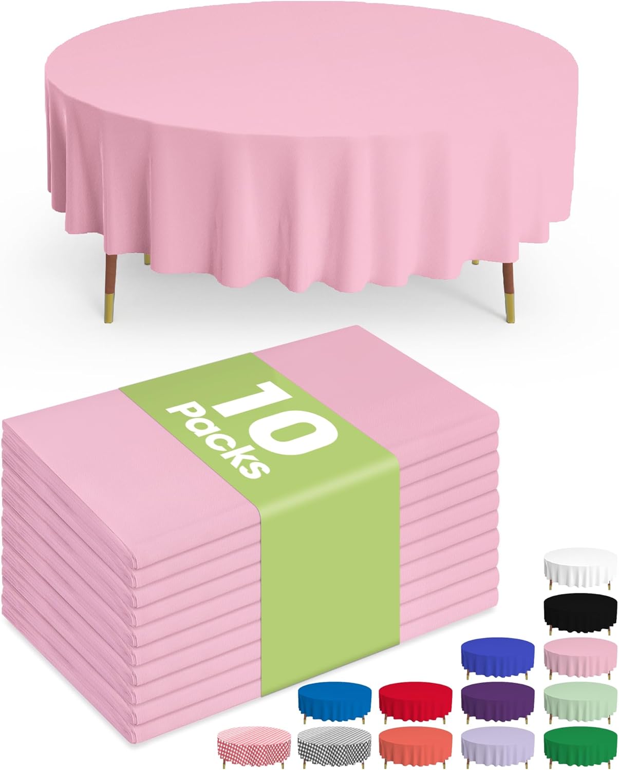 Pureegg Plastic Table Cloth 10 Pack, 54 x 108 Inch Disposable Table Cloths for Party, Picnic and Wedding, Rectangle, White - Colors A