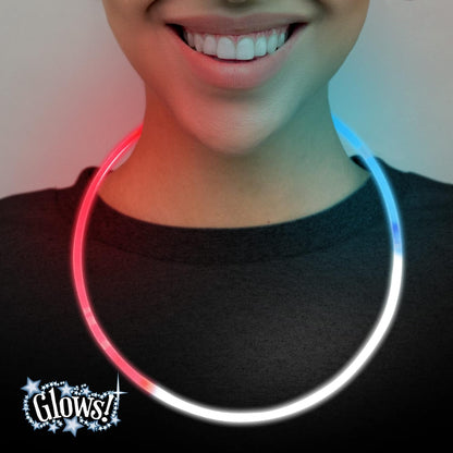 Glow Fever Glow Sticks Bulk 4th of July 100ct Red White Blue 22'' Glow Necklaces with Connectors, for Patriotic National Memorial Day Party Festivals Raves
