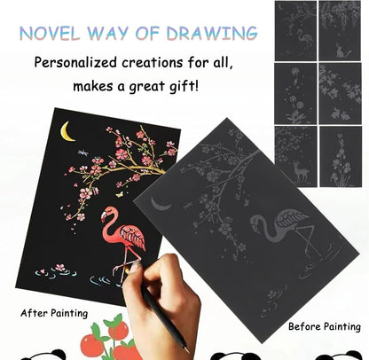 Scratch Art Bookmarks Kit, 24 Sheet Paper with Scratching Tools for DIY Party Favors, Christmas Stocking Stuffers