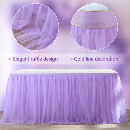 Suppromo 6ft Pink Tulle Table Skirt Baby Shower Tablecloth for Rectangle Tables or Round Tables Pink Ruffle Tutu Table Skirts Desk Skirt for Princess Girls Birthday Party Cake Dessert Decorations