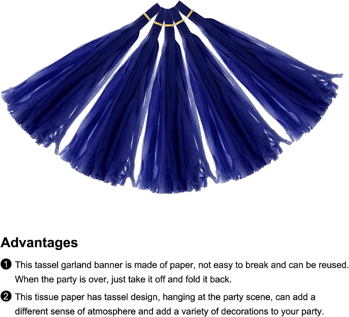 MECCANIXITY 20Pcs Light Blue Tassel Garland Banner with Rope Tissue Paper Tassels Party DIY Kits for Anniversary Wedding Birthday Party