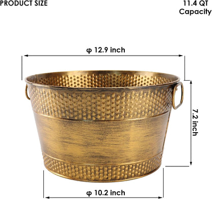 Metal Ice Bucket Galvanized Beverage Tub, Drink Buckets Large Cooler for Wine Beer Champagne Cocktails for Catering, Bars, Parties, Outdoor Events (Black-1PC)