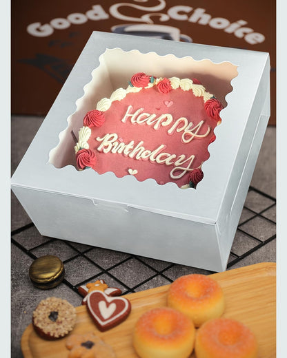 Bakepacker 36pcs 6x6x5 Inches with Window 18-Packs White 6 Inch Bakery Boxes (18 Cake Boxes +18 Cake Boards + 10 Meters Silk Ribbon Includes Included)