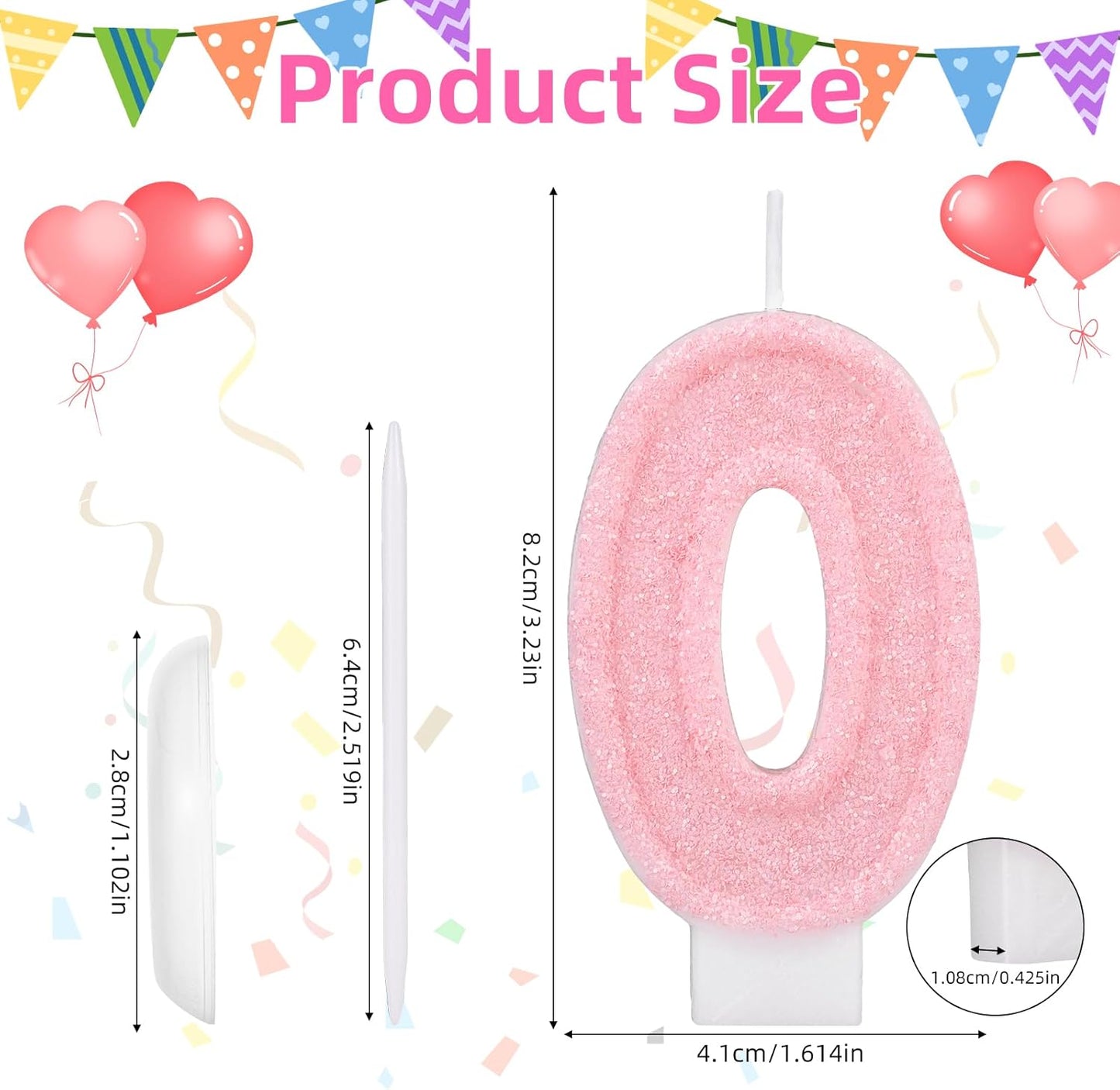 Pink Number One Birthday Candles, Romantic Cake Glitter Pink Number 1st Candles Anniversary Cake First Topper Decoration Cute Birthday Party Supplies for Wedding Anniversary Celebration Supplies (1)