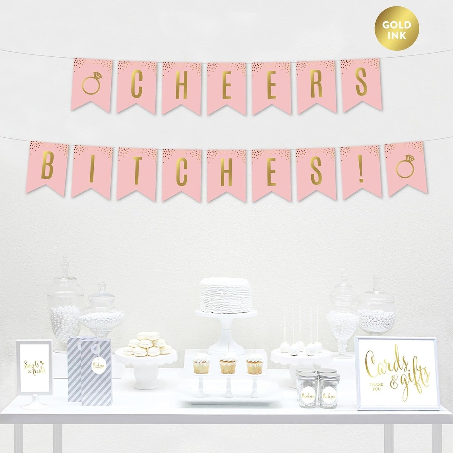 Andaz Press Blush Pink and Metallic Gold Confetti Polka Dots Bachelorette Party Bridal Shower Collection, Scavenger Hunt Game Cards, 20-Pack