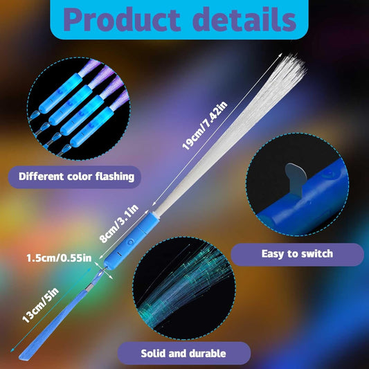 Zhanmai 24 Pieces Upgraded Glow Fiber Wands Sticks K-pop Concert LED Light Fiber Optic Wands LED Flashing Glow Sticks Bulk for Wedding Party Favors(Mixing Color)